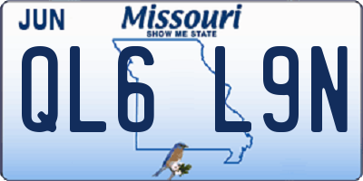 MO license plate QL6L9N