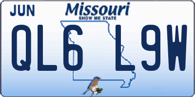 MO license plate QL6L9W
