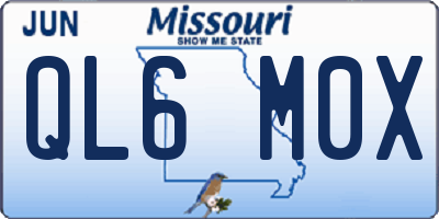 MO license plate QL6M0X
