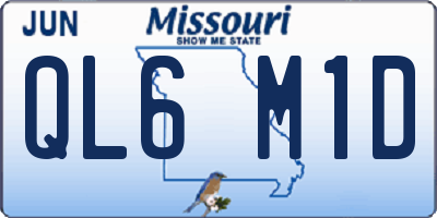 MO license plate QL6M1D