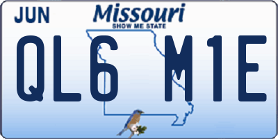 MO license plate QL6M1E