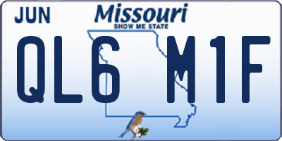 MO license plate QL6M1F
