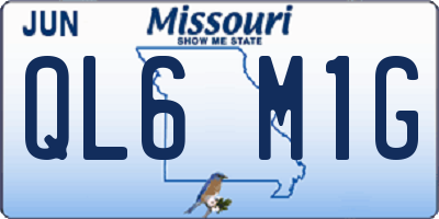 MO license plate QL6M1G
