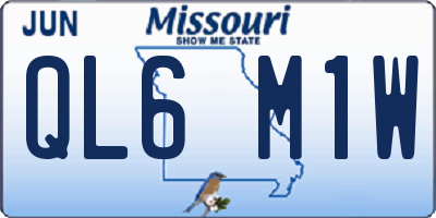 MO license plate QL6M1W