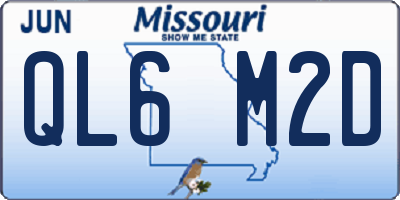 MO license plate QL6M2D