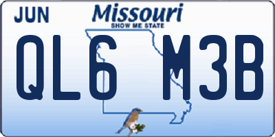 MO license plate QL6M3B