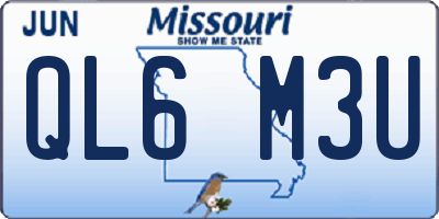 MO license plate QL6M3U