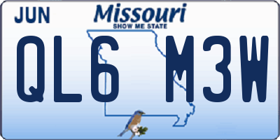 MO license plate QL6M3W