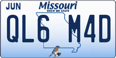 MO license plate QL6M4D