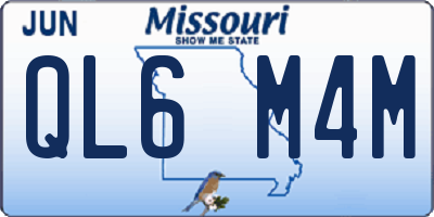 MO license plate QL6M4M