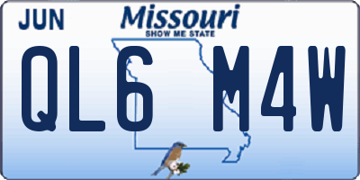 MO license plate QL6M4W