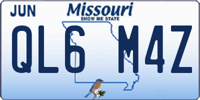 MO license plate QL6M4Z