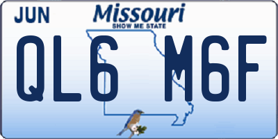 MO license plate QL6M6F