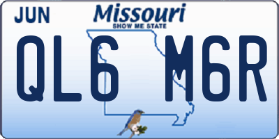 MO license plate QL6M6R