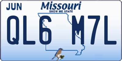 MO license plate QL6M7L