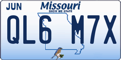 MO license plate QL6M7X