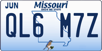 MO license plate QL6M7Z