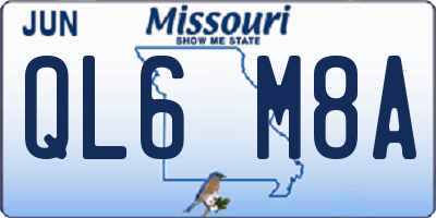 MO license plate QL6M8A
