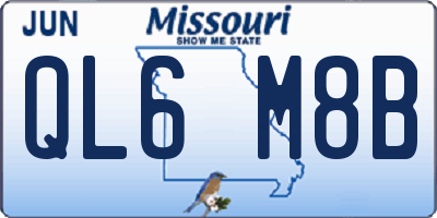 MO license plate QL6M8B