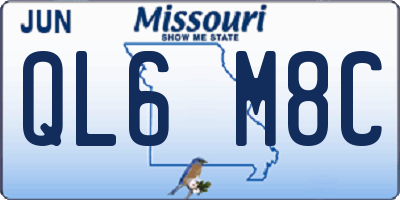 MO license plate QL6M8C
