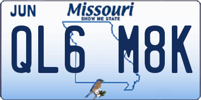 MO license plate QL6M8K