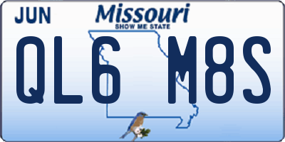 MO license plate QL6M8S