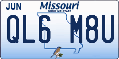 MO license plate QL6M8U