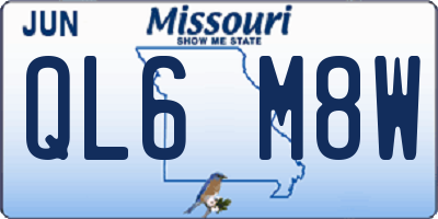 MO license plate QL6M8W
