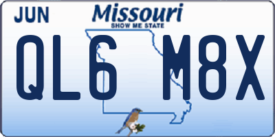 MO license plate QL6M8X