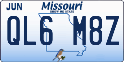 MO license plate QL6M8Z