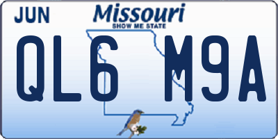 MO license plate QL6M9A