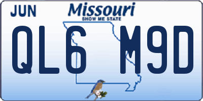 MO license plate QL6M9D