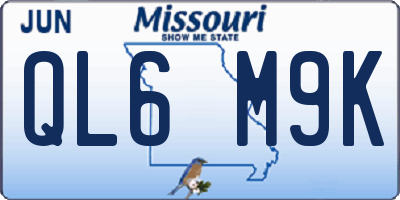 MO license plate QL6M9K