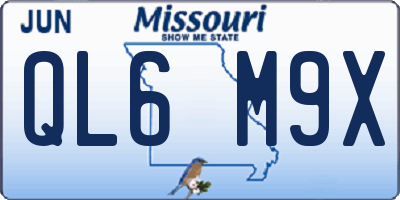 MO license plate QL6M9X