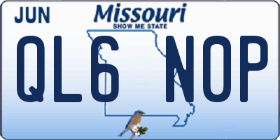 MO license plate QL6N0P