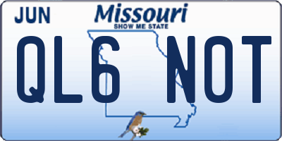 MO license plate QL6N0T