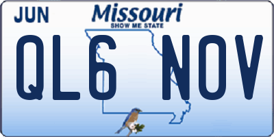 MO license plate QL6N0V