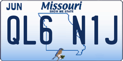 MO license plate QL6N1J