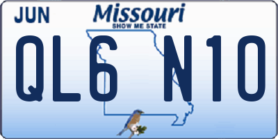 MO license plate QL6N1O