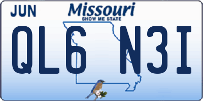 MO license plate QL6N3I
