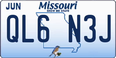 MO license plate QL6N3J