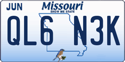 MO license plate QL6N3K