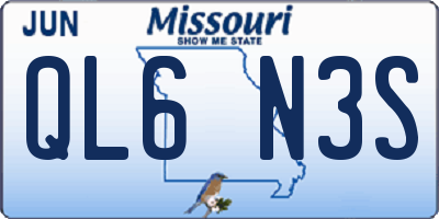MO license plate QL6N3S