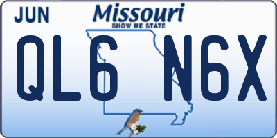 MO license plate QL6N6X