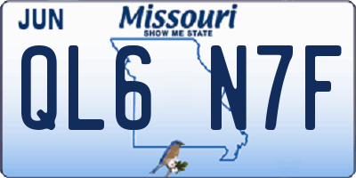 MO license plate QL6N7F