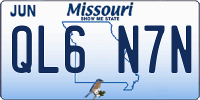 MO license plate QL6N7N