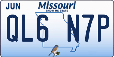 MO license plate QL6N7P