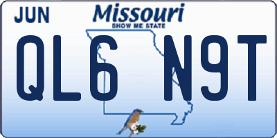 MO license plate QL6N9T