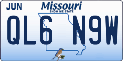 MO license plate QL6N9W