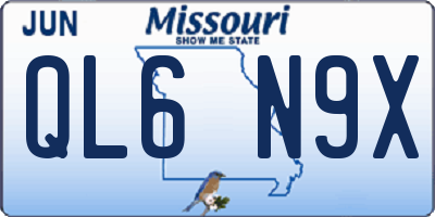 MO license plate QL6N9X